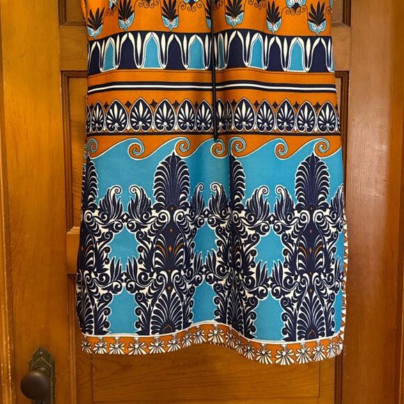 Vintage Blue Orange Collared Zip Dress Women’s US Large - Picture 3 of 5